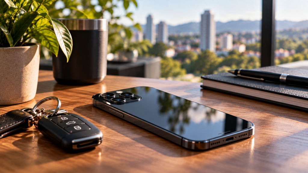 Celular e Essenciais no Café