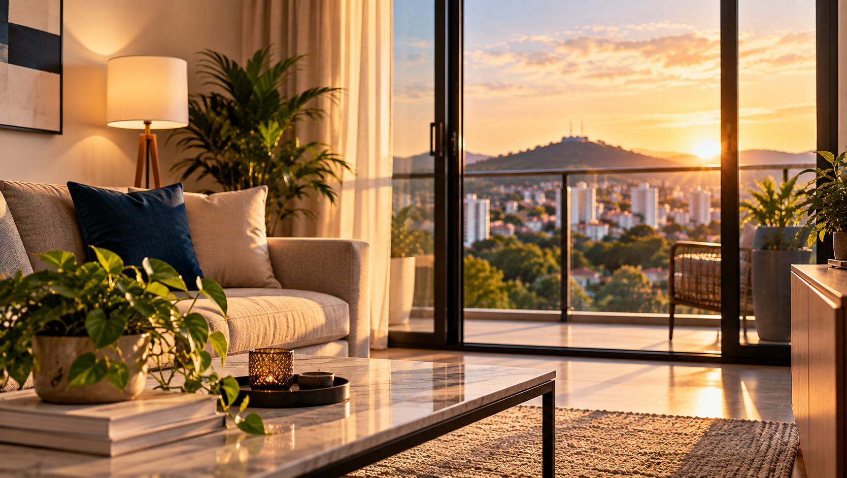 Sala Aconchegante ao Pôr do Sol